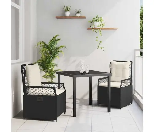 3 Daļu Dārza Pusdienu Komplektu, Melns Polyrātonis Vidaxl