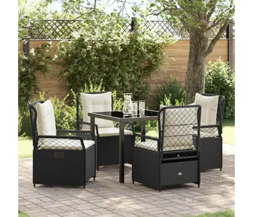 5 Daļu Dārza Ēdamgalda Komplekts Melnā Polirattanā. Vidaxl