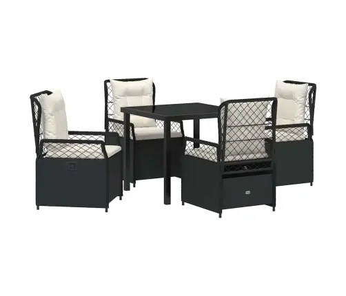 5 Daļu Dārza Ēdamgalda Komplekts Melnā Polirattanā. Vidaxl