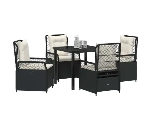 5 Daļu Dārza Ēdamgalda Komplekts Melnā Polirattanā. Vidaxl