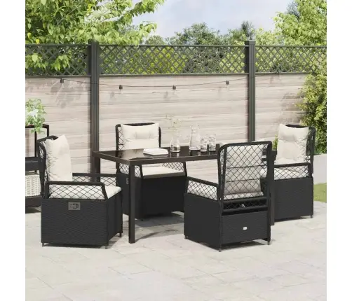 5 Daļu Dārza Ēdamgalds Set Melns Poli Rattan Vidaxl 5 Daļu Dārza Ēdamgalds Set Melns Poli Rattan Vidaxl