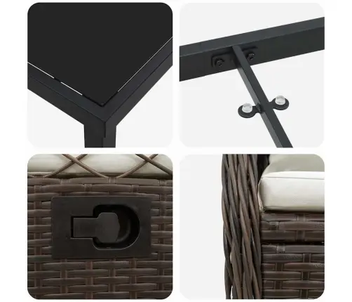 5 Daļīgais Dārza Ēdamgalds Brūnā Polirattanā Vidaxl