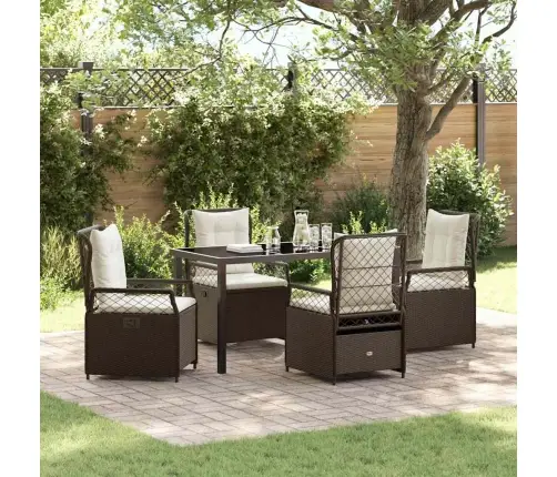 5 Daļīgais Dārza Ēdamgalds Brūnā Polirattanā Vidaxl