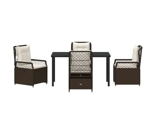 5 Daļīgais Dārza Ēdamgalds Brūnā Polirattanā Vidaxl