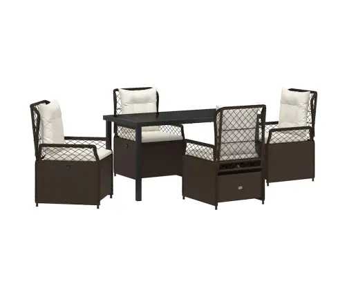 5 Daļīgais Dārza Ēdamgalds Brūnā Polirattanā Vidaxl