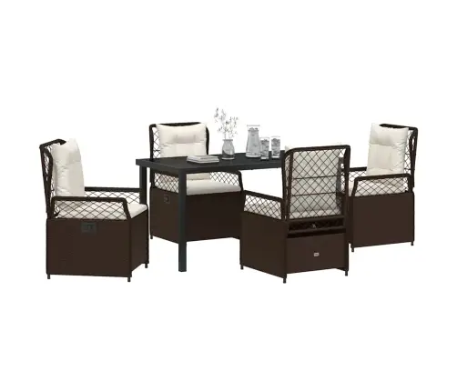 5 Daļīgais Dārza Ēdamgalds Brūnā Polirattanā Vidaxl