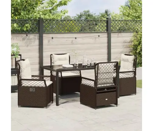 5 Daļu Dārza Galds. Brūns Polirattans. Vidaxl