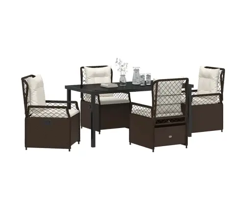 5 Daļu Dārza Galds. Brūns Polirattans. Vidaxl