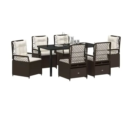 7 Daļu Dārza Ēdamgalds Komplektā Brūns Poliesters Vidaxl