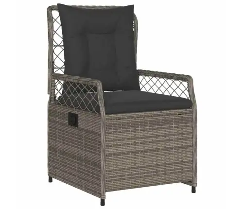 3 Daļu Dārza Ēdamgalds Pelēks Poliratanis Vidaxl