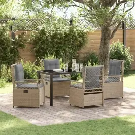 Dārza Ēdamgalds 5 Pcs Bēša Poliratāns Vidaxl