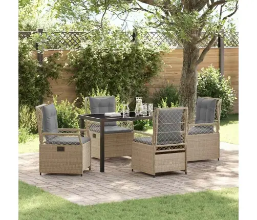 5 Daļu Dārza Ēdamgalds, Bēšs Polyratans Vidaxl