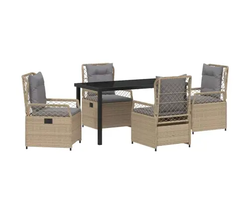 5 Daļu Dārza Ēdamgalds, Bēšs Polyratans Vidaxl