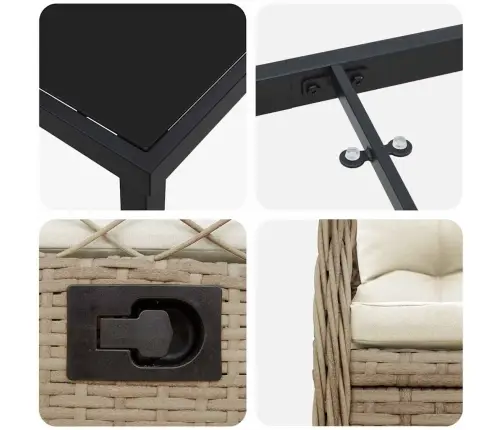 3 Daļu Dārza Ēdamgalds Komplekts Bēšs Polyratans Vidaxl