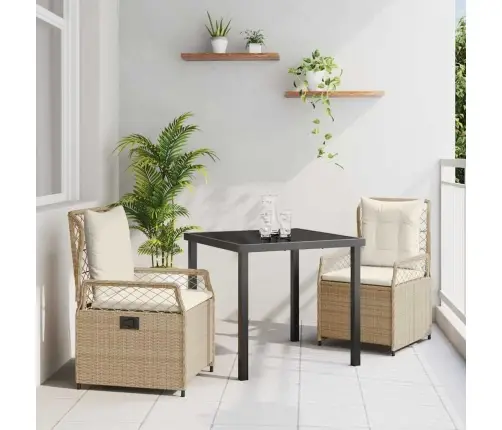 3 Daļu Dārza Ēdamgalds Komplekts Bēšs Polyratans Vidaxl