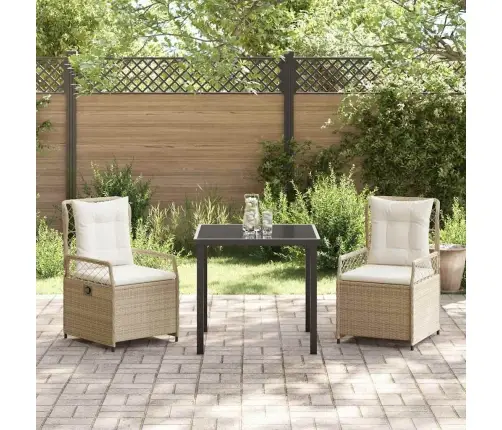 3 Daļu Dārza Ēdamgalds Komplekts Bēšs Polyratans Vidaxl