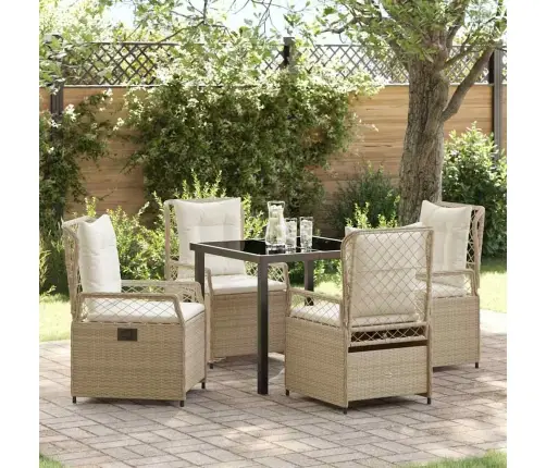 Sodo Valgomojo Komplektas 5 Pcs Bežė Ir Kreminė Balta