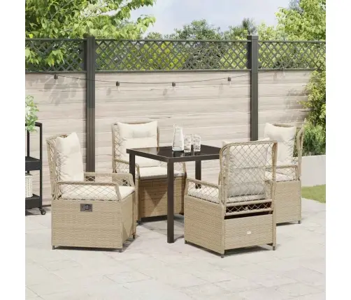 Sodo Valgomojo Komplektas 5 Pcs Bežė Ir Kreminė Balta