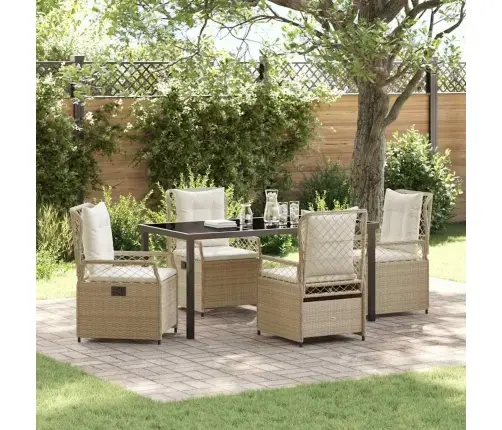 5 Rindas Dārza Vakariņu Komplekts Bēšā Krāsā Ar Poliratanu. Vidaxl