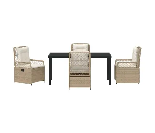 5 Rindas Dārza Vakariņu Komplekts Bēšā Krāsā Ar Poliratanu. Vidaxl