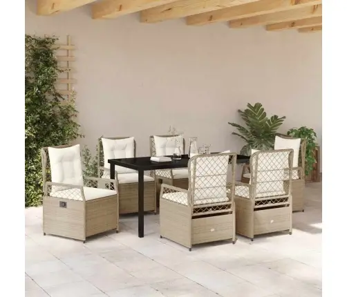 Aia Söögilaudade Komplekt 7 Pcs Beež Polürotang