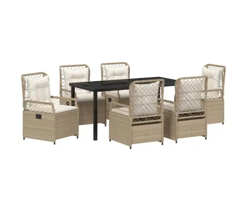 Aia Söögilaudade Komplekt 7 Pcs Beež Polürotang