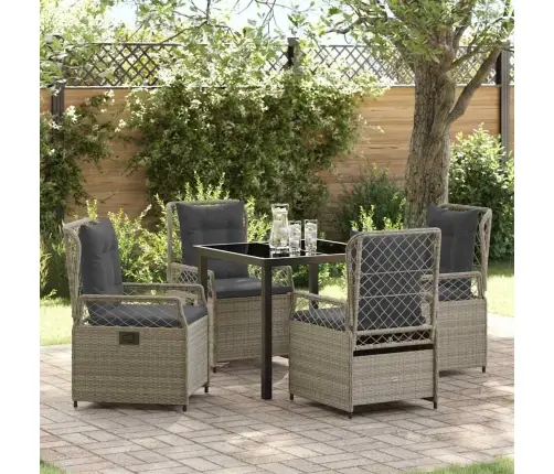 Sodo Valgomojo Komplektas 5 Pcs Šviesiai Pilka Poliratanas