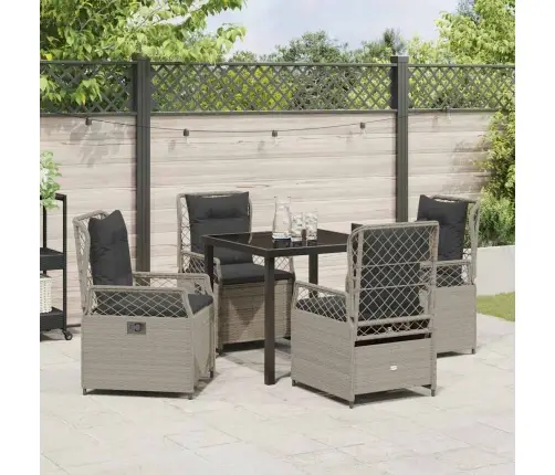 Sodo Valgomojo Komplektas 5 Pcs Šviesiai Pilka Poliratanas