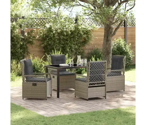 Sodo Valgomojo Komplektas 5 Pcs Šviesiai Pilka Poliratanas