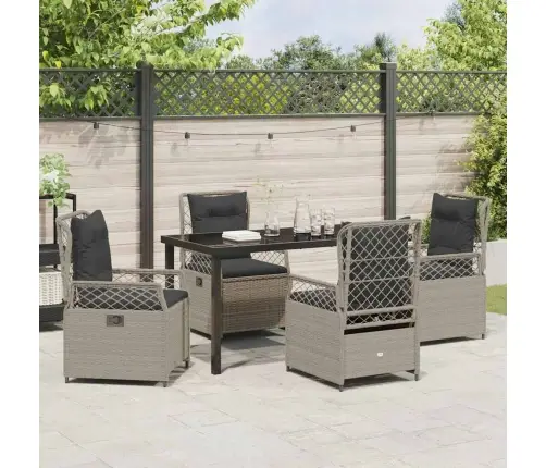 Sodo Valgomojo Komplektas 5 Pcs Šviesiai Pilka Poliratanas