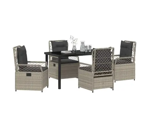 Sodo Valgomojo Komplektas 5 Pcs Šviesiai Pilka Poliratanas