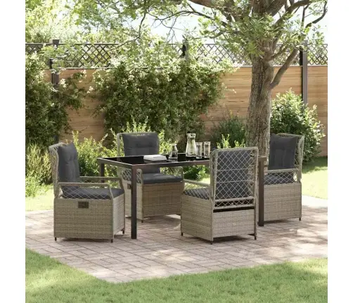 Sodo Valgomojo Komplektas 5 Pcs Šviesiai Pilka Poliratanas