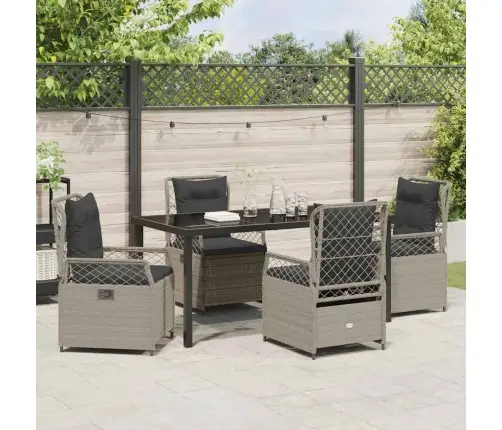 Sodo Valgomojo Komplektas 5 Pcs Šviesiai Pilka Poliratanas