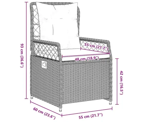 Sodo Valgomojo Komplektas 5 Pcs Šviesiai Pilka Poliratanas