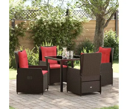 Dārza Ēdamgalds 5 Pcs Brūna Poliūtu Rotangpalma Vidaxl