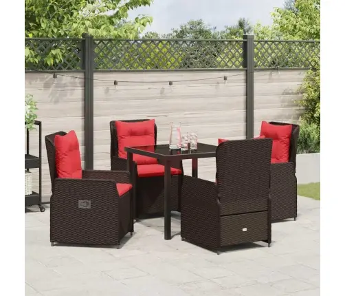 Dārza Ēdamgalds 5 Pcs Brūna Poliūtu Rotangpalma Vidaxl