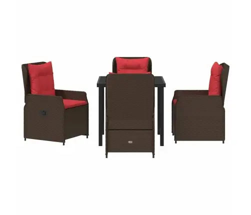 Dārza Ēdamgalds 5 Pcs Brūna Poliūtu Rotangpalma Vidaxl