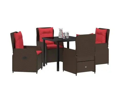 Dārza Ēdamgalds 5 Pcs Brūna Poliūtu Rotangpalma Vidaxl