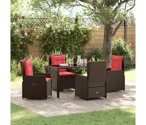 5 Daļu Dārza Galds, Brūns Poliratanas Vidaxl