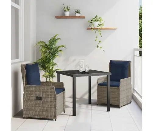 Dārza Ēdamgalds 3 Pcs Pelēka Poliūtu Rotangpalma Vidaxl