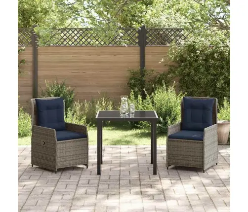 Dārza Ēdamgalds 3 Pcs Pelēka Poliūtu Rotangpalma Vidaxl