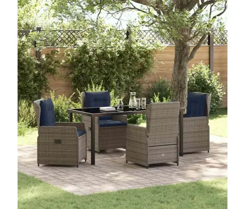 5 Daļu Dārza Galda Komplekts Pelēkā Poliratanā Vidaxl