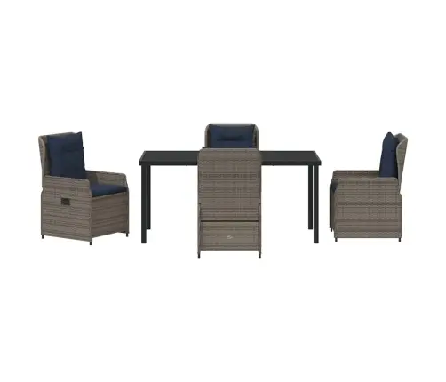 5 Daļu Dārza Galda Komplekts Pelēkā Poliratanā Vidaxl