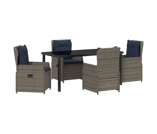 5 Daļu Dārza Galda Komplekts Pelēkā Poliratanā Vidaxl