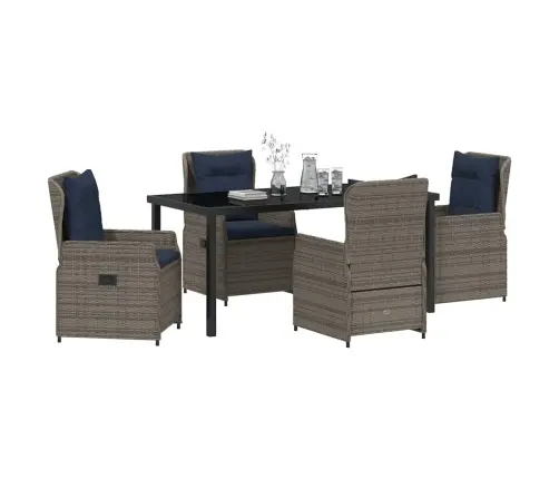 5 Daļu Dārza Galda Komplekts Pelēkā Poliratanā Vidaxl