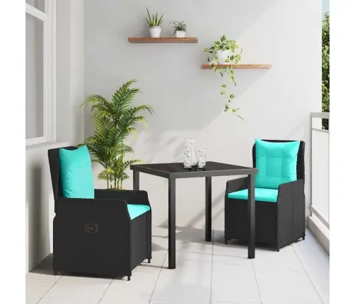 Dārza Ēdamgalds 3 Pcs Melna Poliūtu Rotangpalma Vidaxl