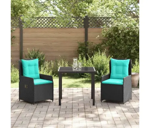 Dārza Ēdamgalds 3 Pcs Melna Poliūtu Rotangpalma Vidaxl