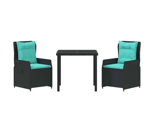 Dārza Ēdamgalds 3 Pcs Melna Poliūtu Rotangpalma Vidaxl