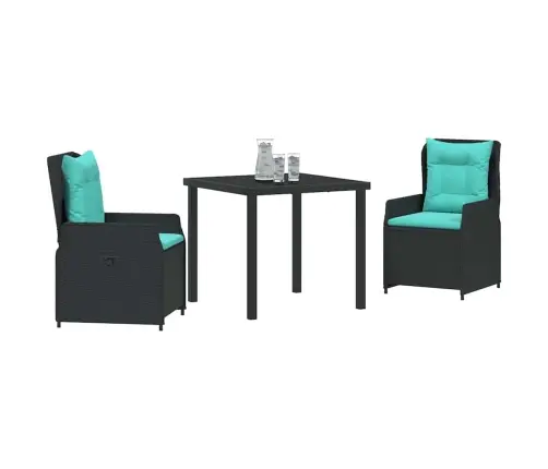 Dārza Ēdamgalds 3 Pcs Melna Poliūtu Rotangpalma Vidaxl