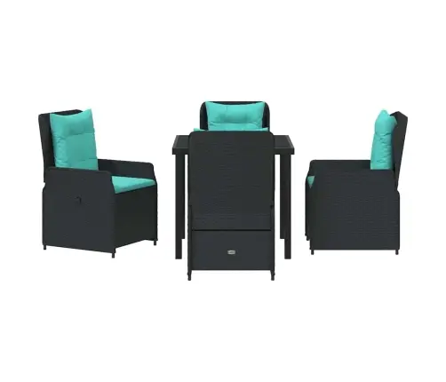 Dārza Ēdamgalds 5 Pcs Melna Poliūtu Rotangpalma Vidaxl